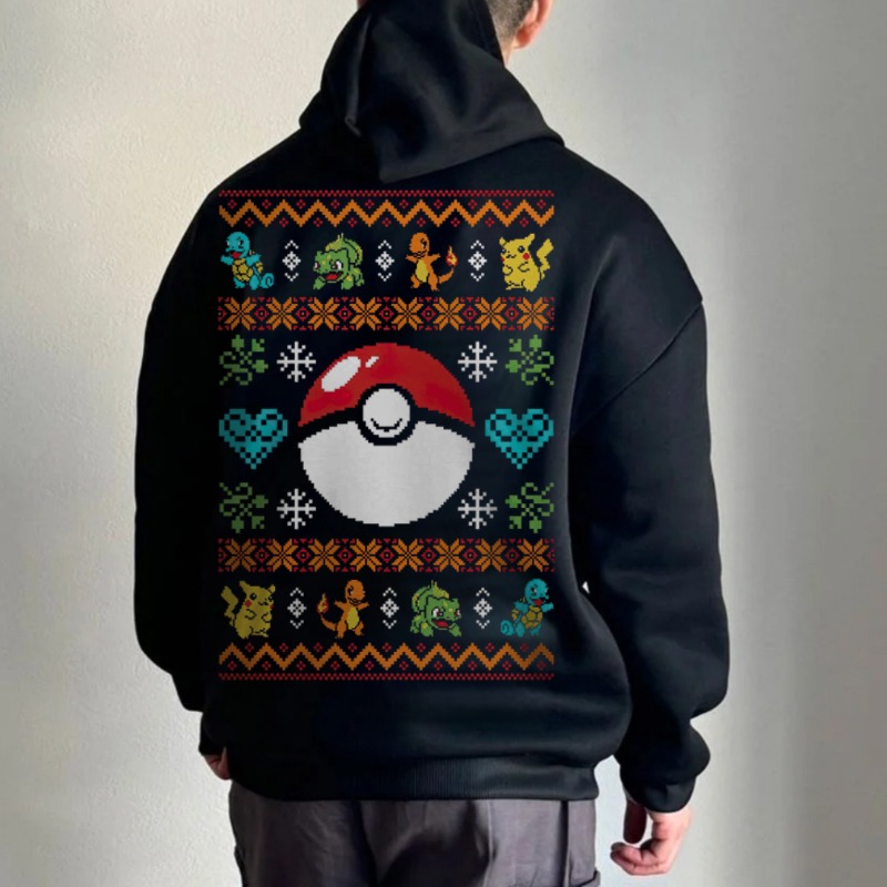 Black Oversized 4xl Pok É Mon  - Y2K Winter Clothing review and price