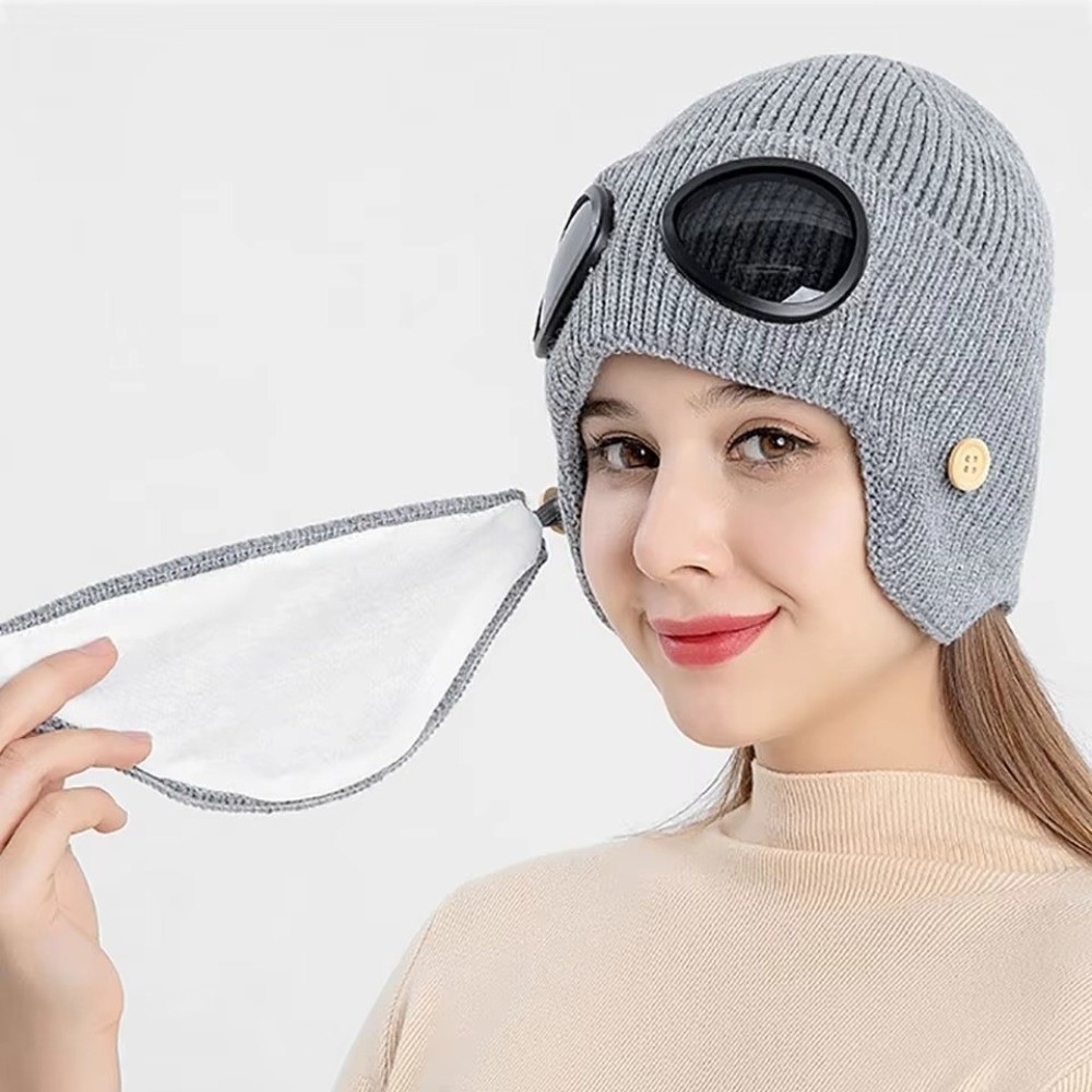 Fleece-lined Warm Woolen Hat w - Winter Clothing Earmuffs review and price