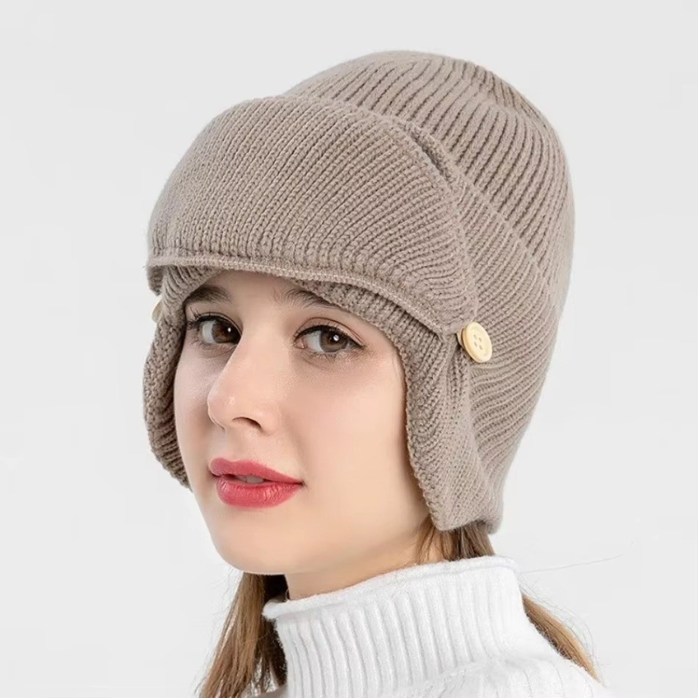 Fleece-lined Warm Woolen Hat w - Winter Clothing Earmuffs review and price